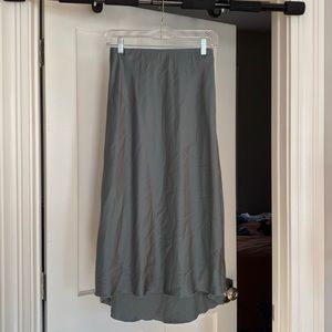 Abercrombie & Fitch Green Satin Midi Skirt